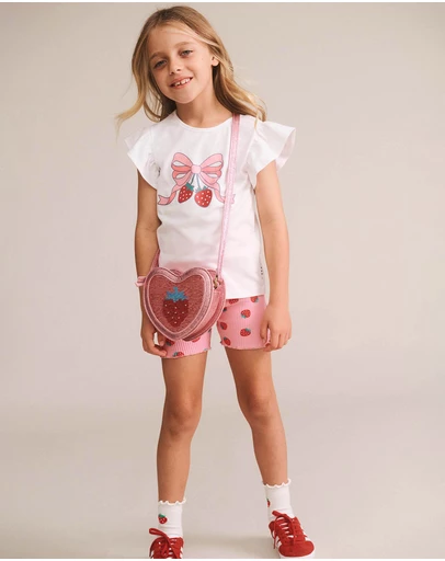Huxbaby - Strawberry Bow Frill Tee - Babies-Teens