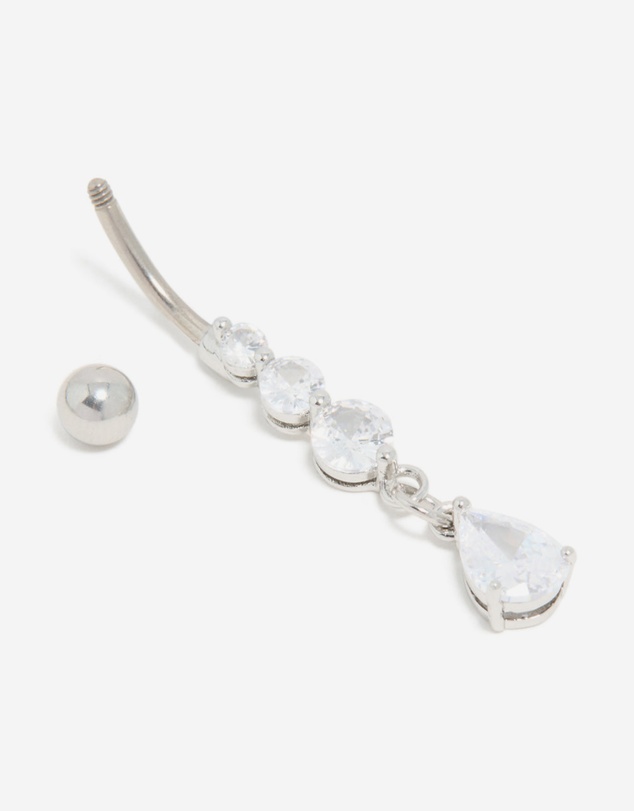 Lovisa - Surgical Steel Triple Cubic Zirconia Drop Belly Bar