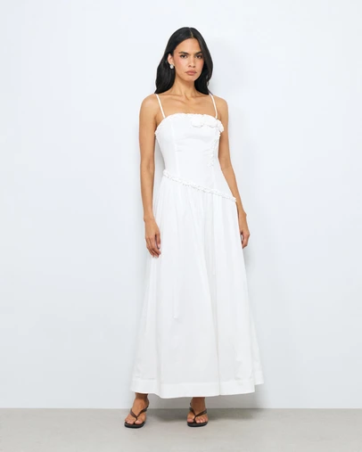 AERE - Avra Floral Detail Cotton Maxi Dress