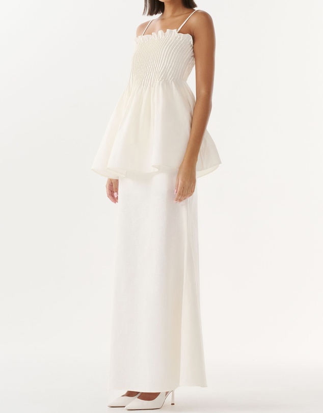 JUSTIN TONG - Ivory Linen Skirt