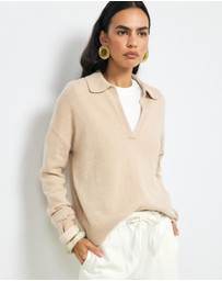 AERE - Asha Merino Wool Blend Polo Knit