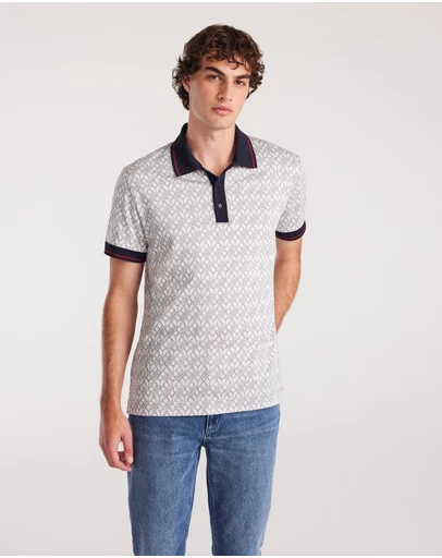 Calibre - Monogram Jacquard Polo Silver