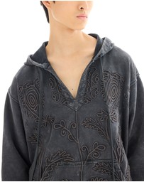THE TALES - Textured Flower Embroidered Hooded Jacket