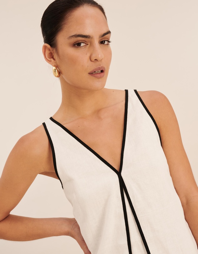 AERE - Zena Linen Contrast Mini Slip Dress