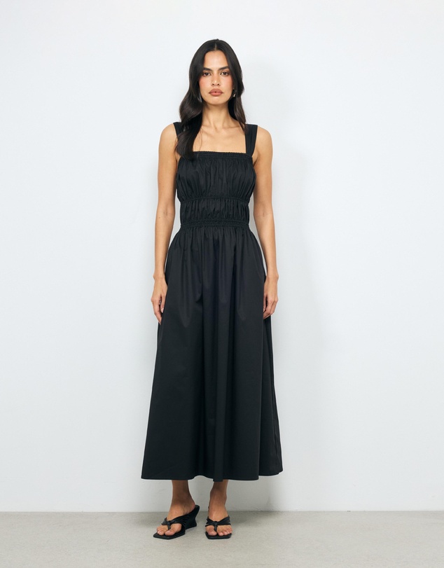 AERE - Freya Shirred Cotton Midi Dress