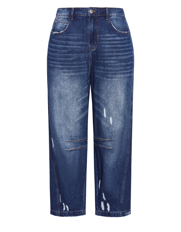 City Chic - Plus size Harley Fit Bea Barrel Jean - dark wash