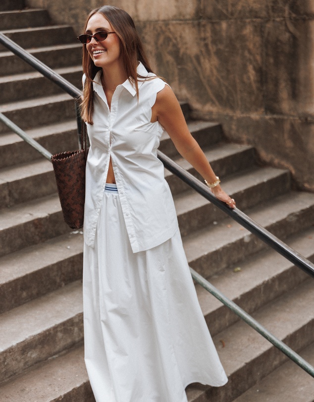 Petal & Pup - Deirdre Scallop Button Up Shirt - White