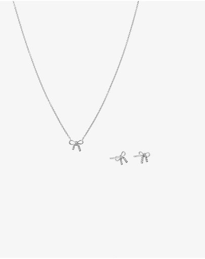 Michael Hill - Bow Necklace and Stud Earrings Gift Set with Cubic Zirconia in Sterling Silver