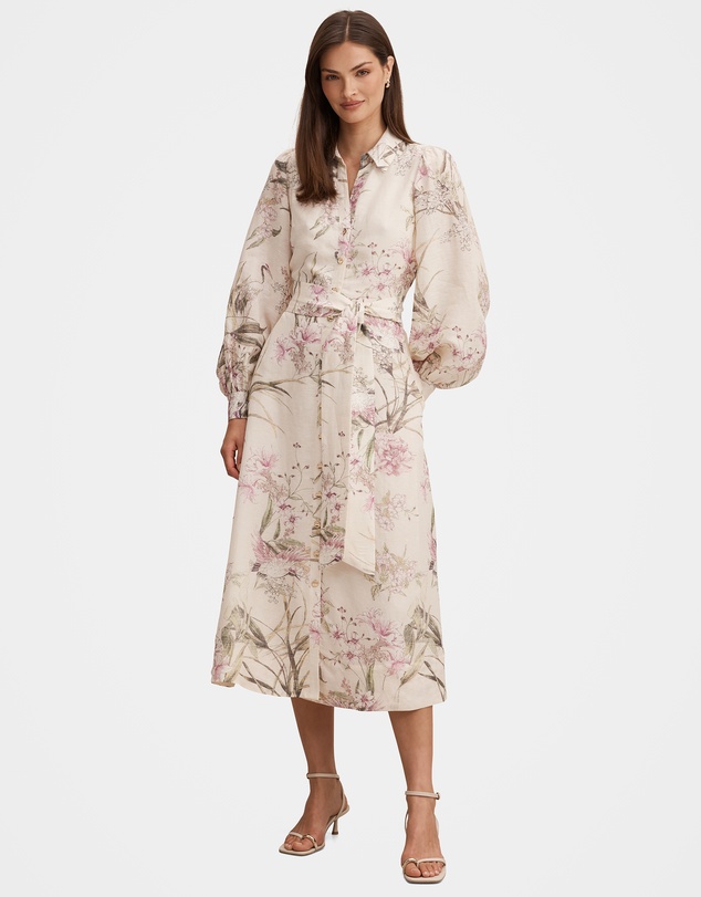 knee length dresses for ladies Forever New Black Long Sleeve Floral Layered Ruffle Midi Dress Ladies   Vinnies Online