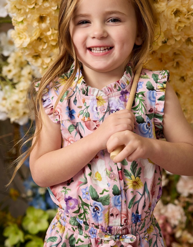 Fleur Harris - 'Heirloom Treasures' Saffron Playsuit in Pink Floral