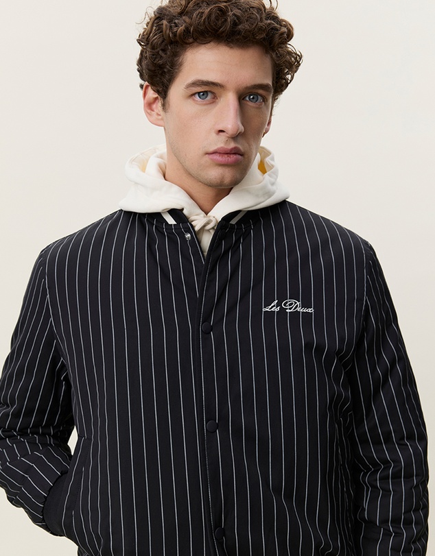 Les Deux - Varsity Tech Pinstriped Jacket