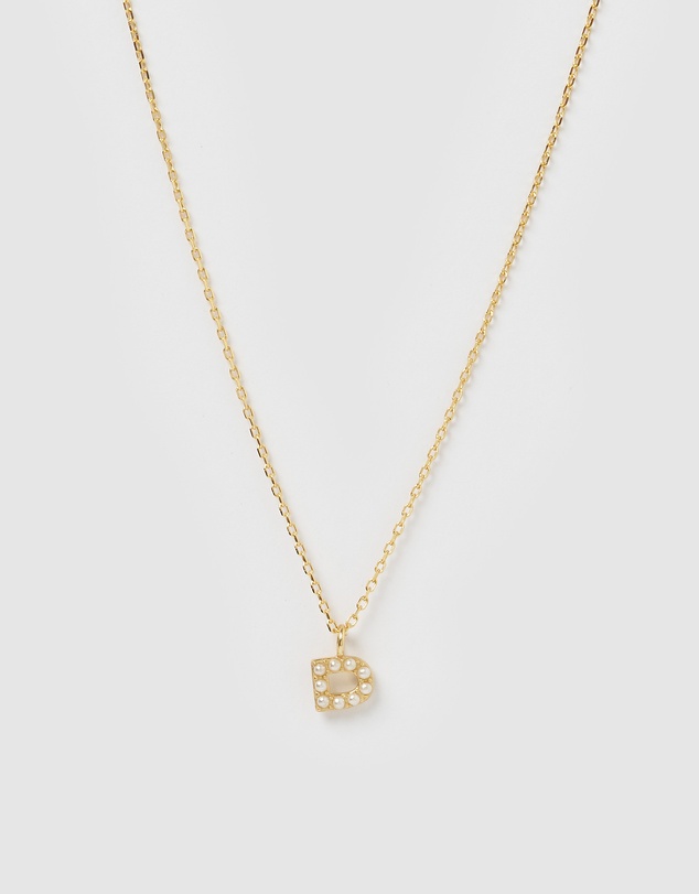 Izoa - Pearl Letter D Necklace Gold