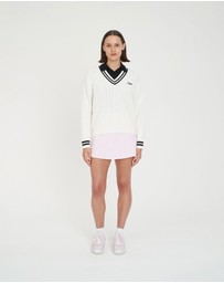 Huffer - Women's V-Neck Cable Knit Sweater