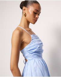 AERE - Irisa Linen Tie Back Midi Dress