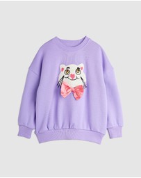 Mini Rodini - Cat With Bowtie Chenille Sweatshirt - Babies-Kids