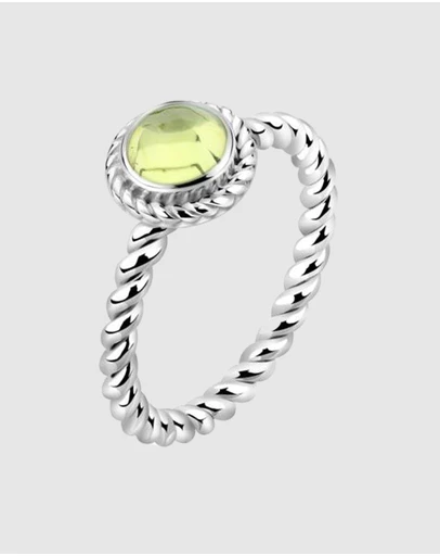 Elli Jewelry - Ring Birthstone August Light Green Peridot 925 Sterling Silver