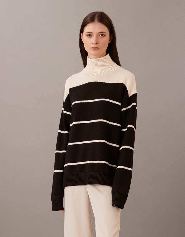 Calvin Klein - Cotton Blend Stripe Mock Jumper