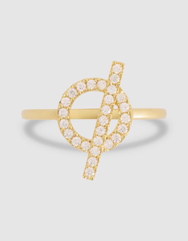 Wanderlust + Co - Pave Toggle 14K Gold Vermeil Ring