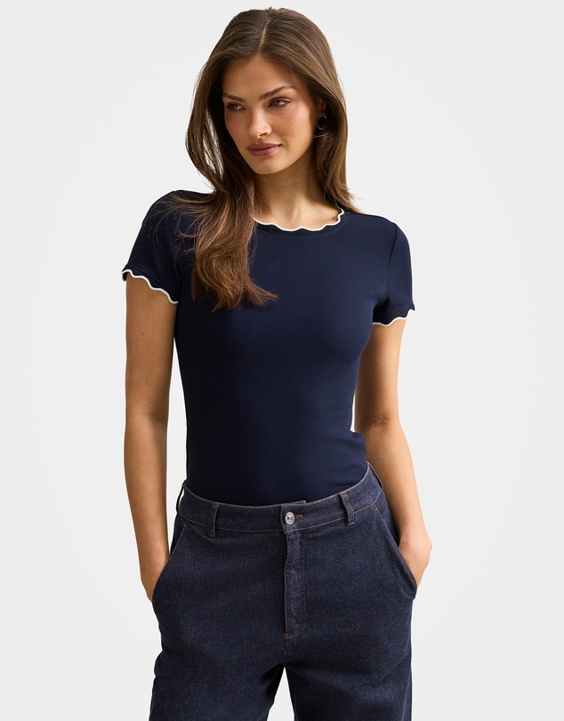 Forever New - Rebecca Scallop Trim T-Shirt