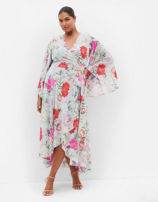 City Chic - Sienna Botanique Print Wrap Maxi Dress