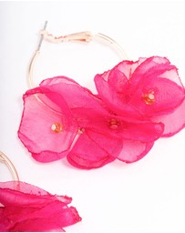 Lovisa - Rose Gold Flower Medium Hoop Earrings