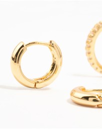 Lovisa - Gold Plated Brass Organic & Cubic Zirconia Clicker Earrings 3-Pack