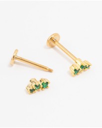 Lovisa - Green Gold Plated Surgical Steel Mini Crawler Flat Backs 2-Pack