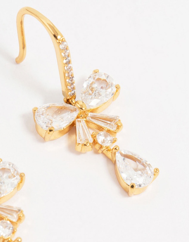 Lovisa - Gold Plated Cubic Zirconia Bow Teardrop Earrings