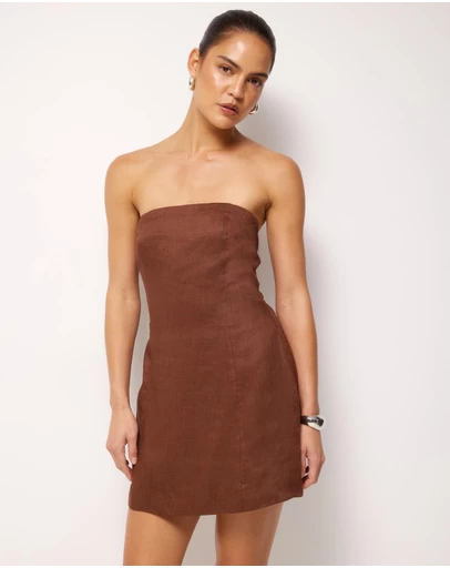 AERE - Fia Linen Strapless Mini Dress