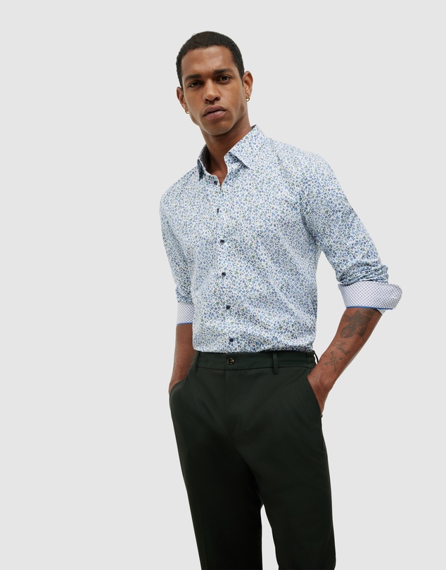 Politix - Textured Floral Long Sleeve Shirt