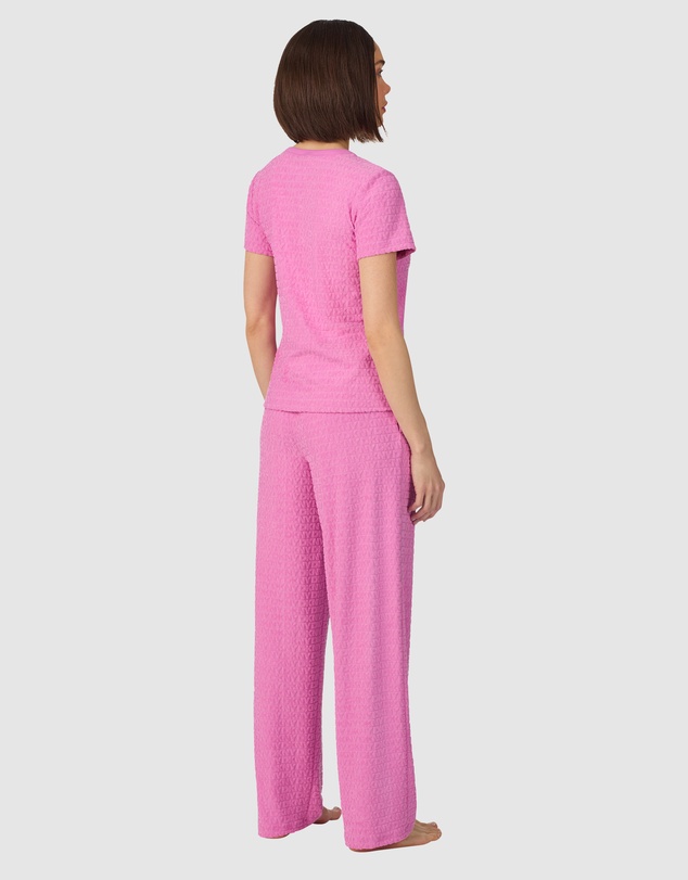 DKNY - Jacquard Logo Terry Short Sleeve T-Shirt & Pant Long Pyjama Set