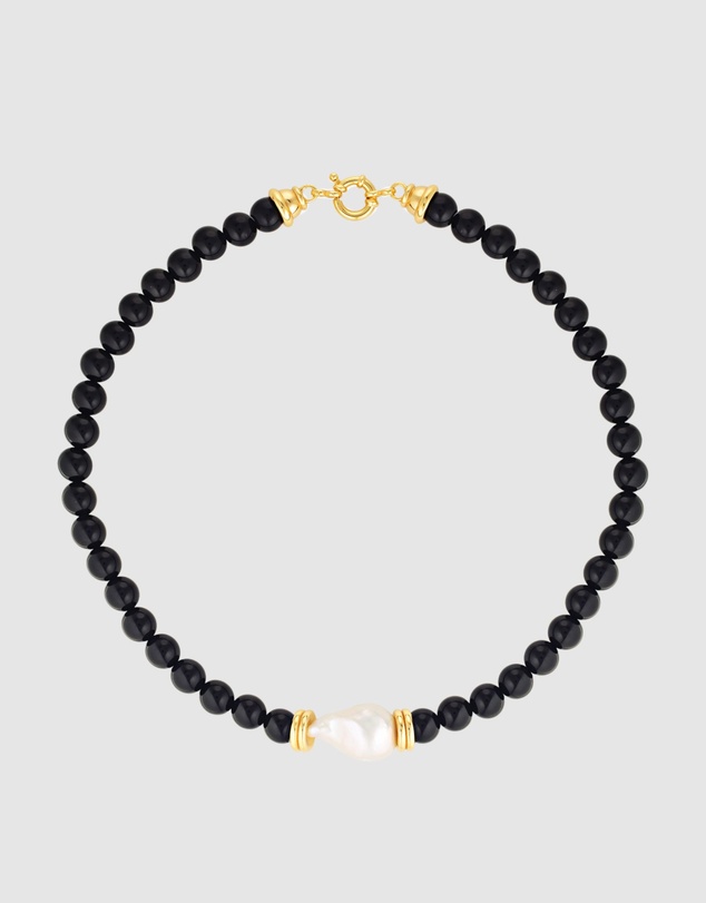 HOUSE OF SLANI - Black Gold Onira Onyx Bead Necklace