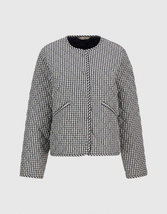 Barbour - Cashel Check Collarless Quilted Jacket