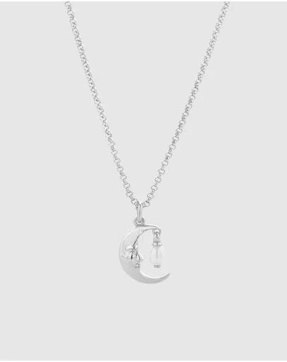 Karen Walker - Moon Necklace with 1 x 5mm Teardrop Freshwater Pearl