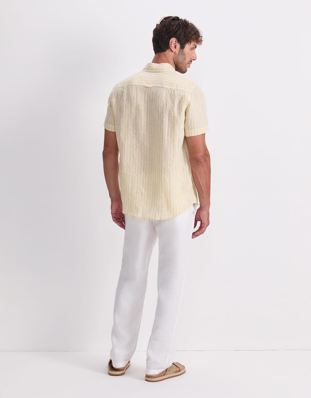 Sportscraft - Stripe Short Sleeve Linen Shirt