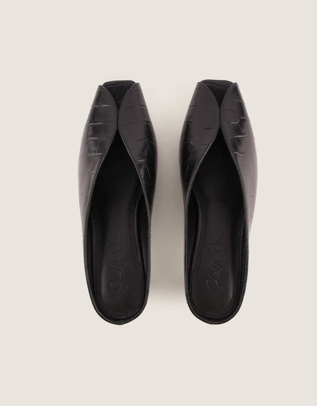 Shelly Shen - Cosmo Low Heels Black Croc