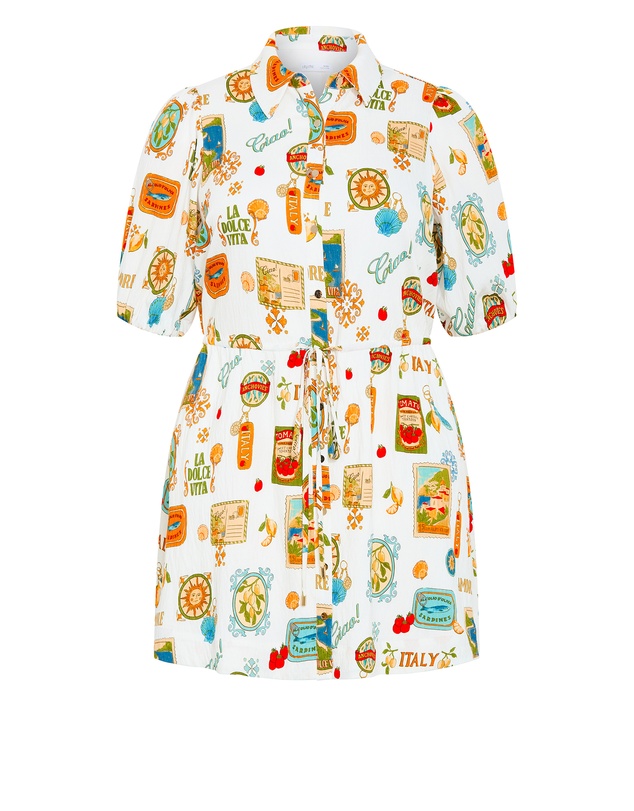 City Chic - Plus size Amore Print Mini Dress - ivory