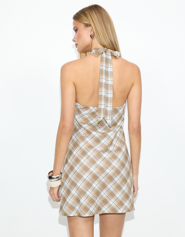 Dazie - Kaia V-Neck Check Mini Dress