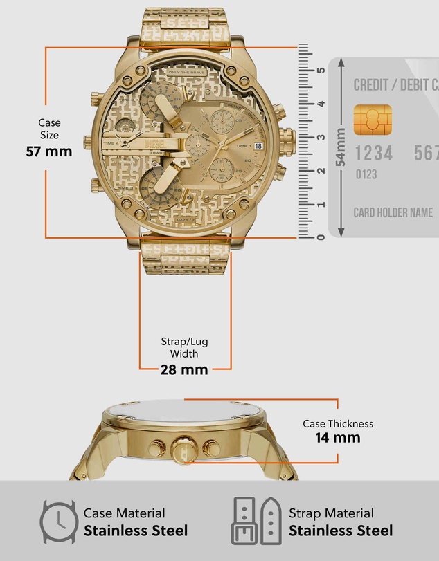 Diesel - Mr. Daddy 2.0 Gold Tone Chronograph Watch