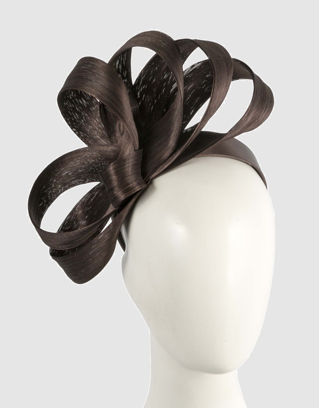 Fillies Collection - Brown Silk Abaca Loops Racing Fascinator