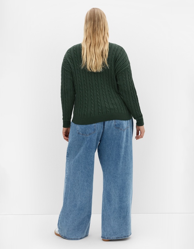City Chic - Plus size Kenia Crew Neck Knit Jumper - hunter green