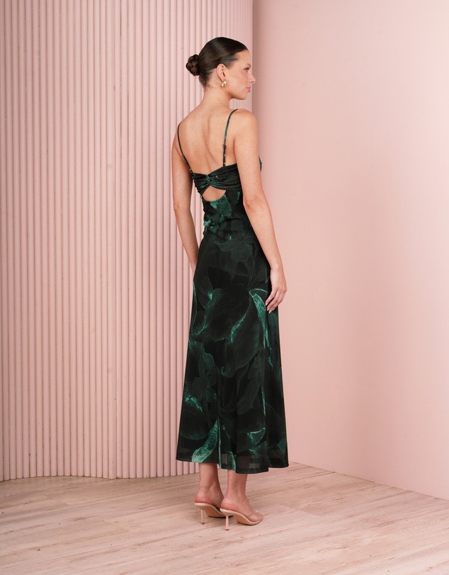 Azzurielle - Eliza Printed Mesh Maxi Dress