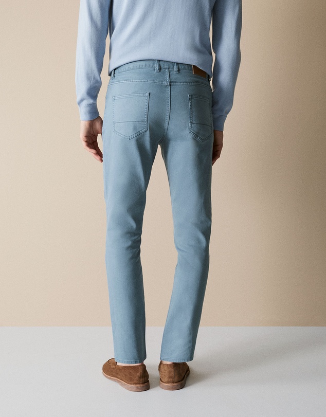 Trenery - Regular Fit Garment Dyed Twill Five Pocket Pant in Blue Grey