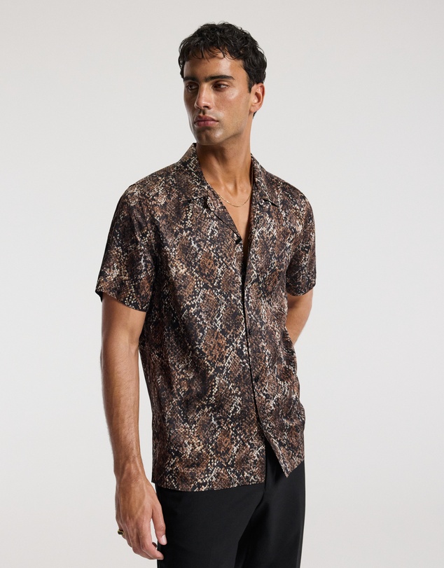 Calibre - Relaxed Camp Collar Shirt Chocolate