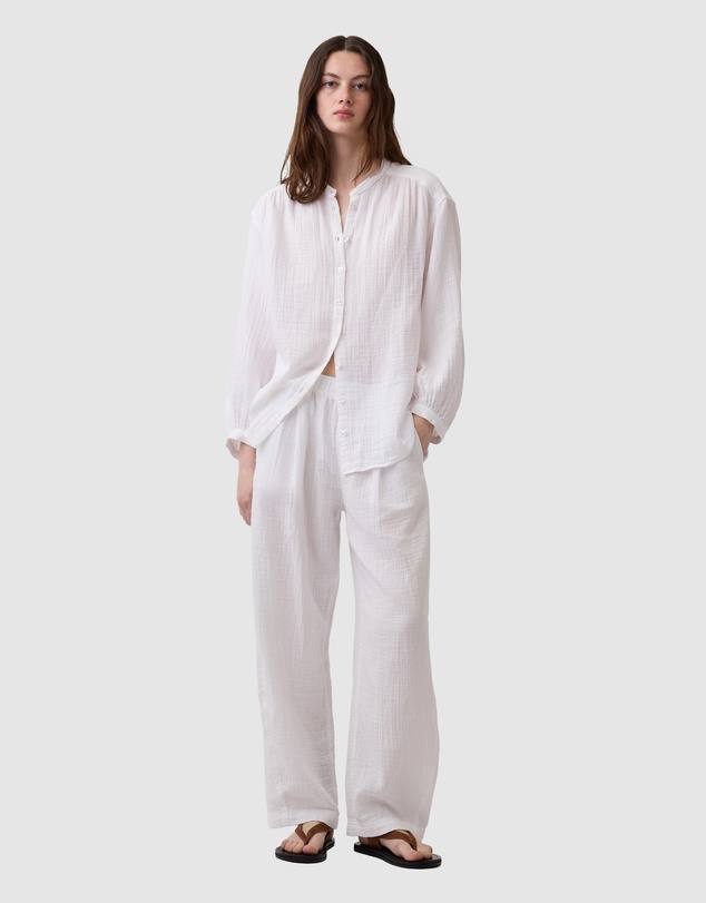 GAP - Cotton Gauze Oversized Collarless Shirt
