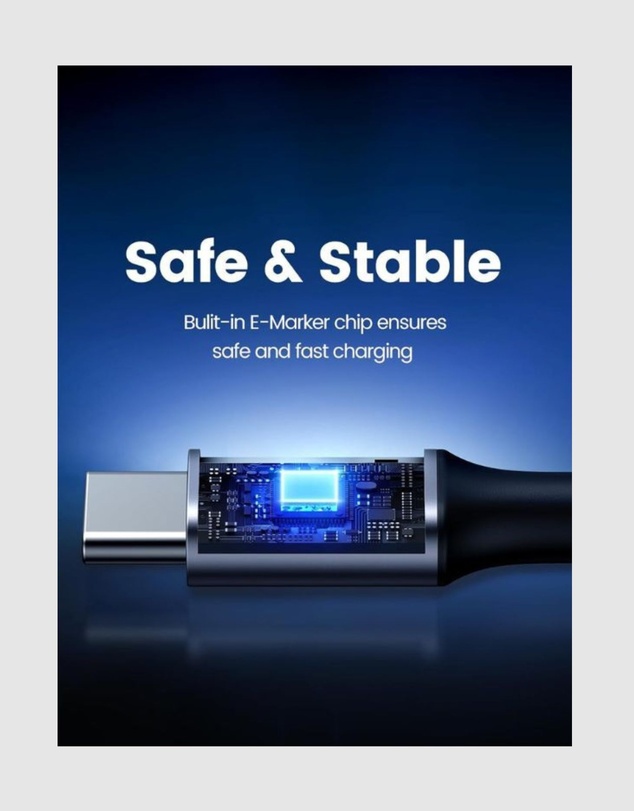Ugreen - UGREEN 90 Degree Angle USB-C Male to USB-C Male 100W Braided Cable 1m