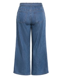 City Chic - Plus size Harley Fit Pinstripe Wide Leg Short Jean - blue wash