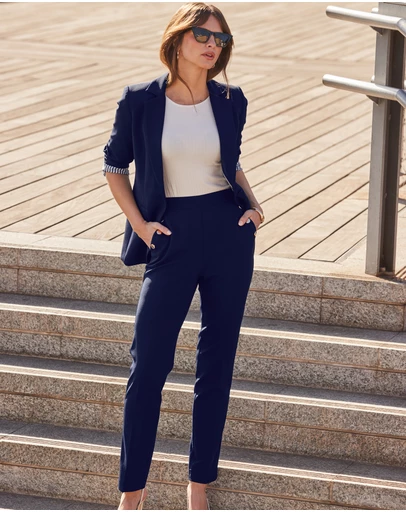 Sosandar - Side Button Tapered Leg Trousers