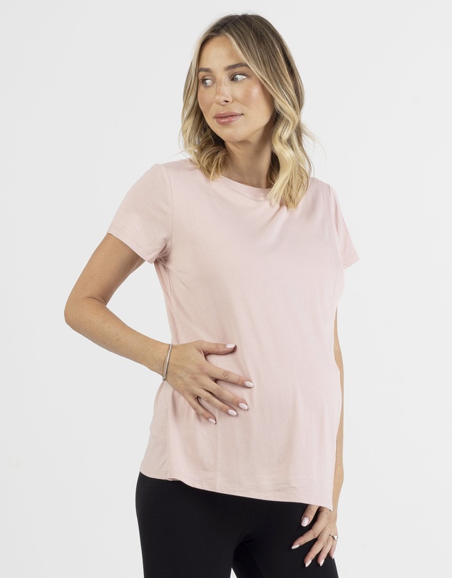Angel Maternity - Monique Maternity Nursing Petal Top - Blush Pink