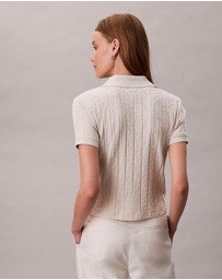 Calvin Klein Jeans - Allover Monogram Logo Jacquard Polo Top